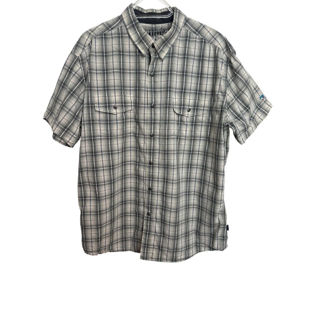 Kuhl Born In The Mountains Men's Short Sleeve Metal Button Plaid Shirt  XL